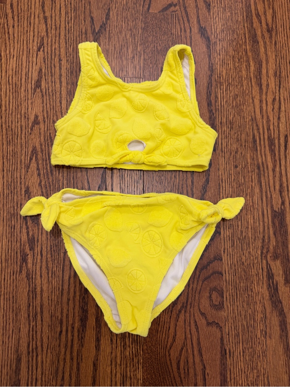 Bumkins Bright Yellow Girls Two-Piece Lemon Textured Swim Set